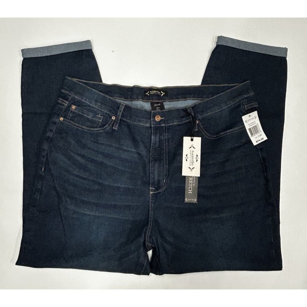NWT Nanette Lepore Belle High Rise Skinny Ankle Jeans 20W Dark Blue Stretch